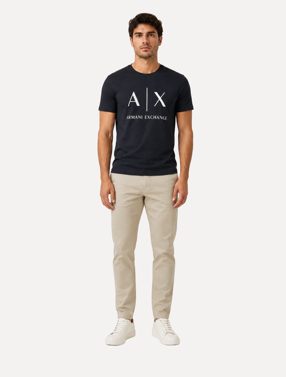 Camiseta Armani Exchange Masculina Slim Fit Big Logo Azul Marinho