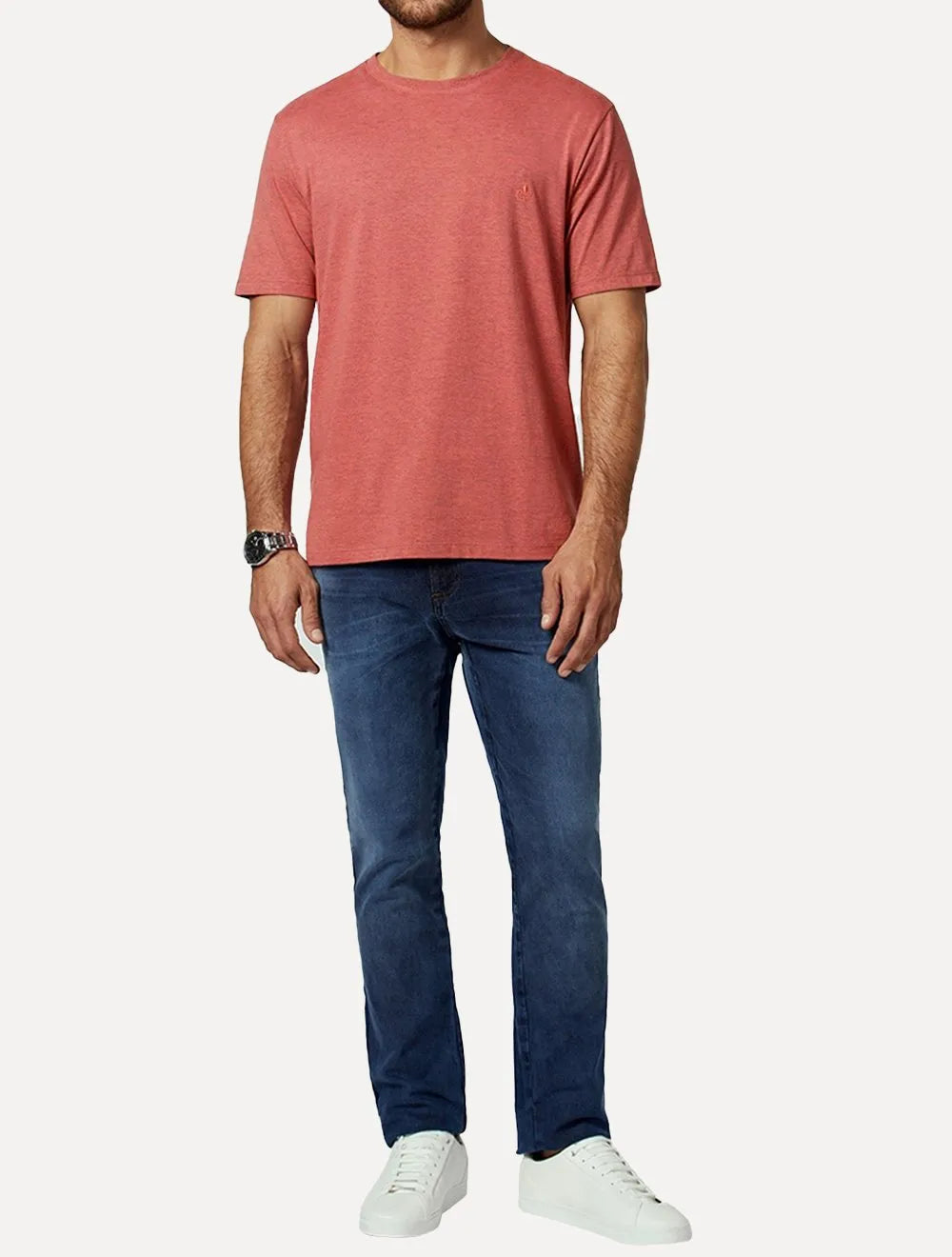 Camiseta Dudalina Masculina Melange Sobret Rosa Escuro