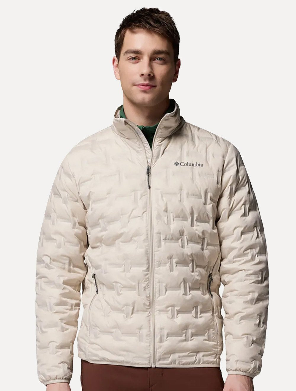 Jaqueta Columbia Masculina Delta Ridge II Down Sem Capuz Caqui Claro