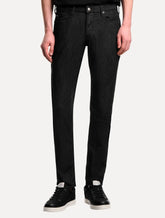 Calça Jeans Empório Armani Masculina J06 Slim Fit Stripe Preta