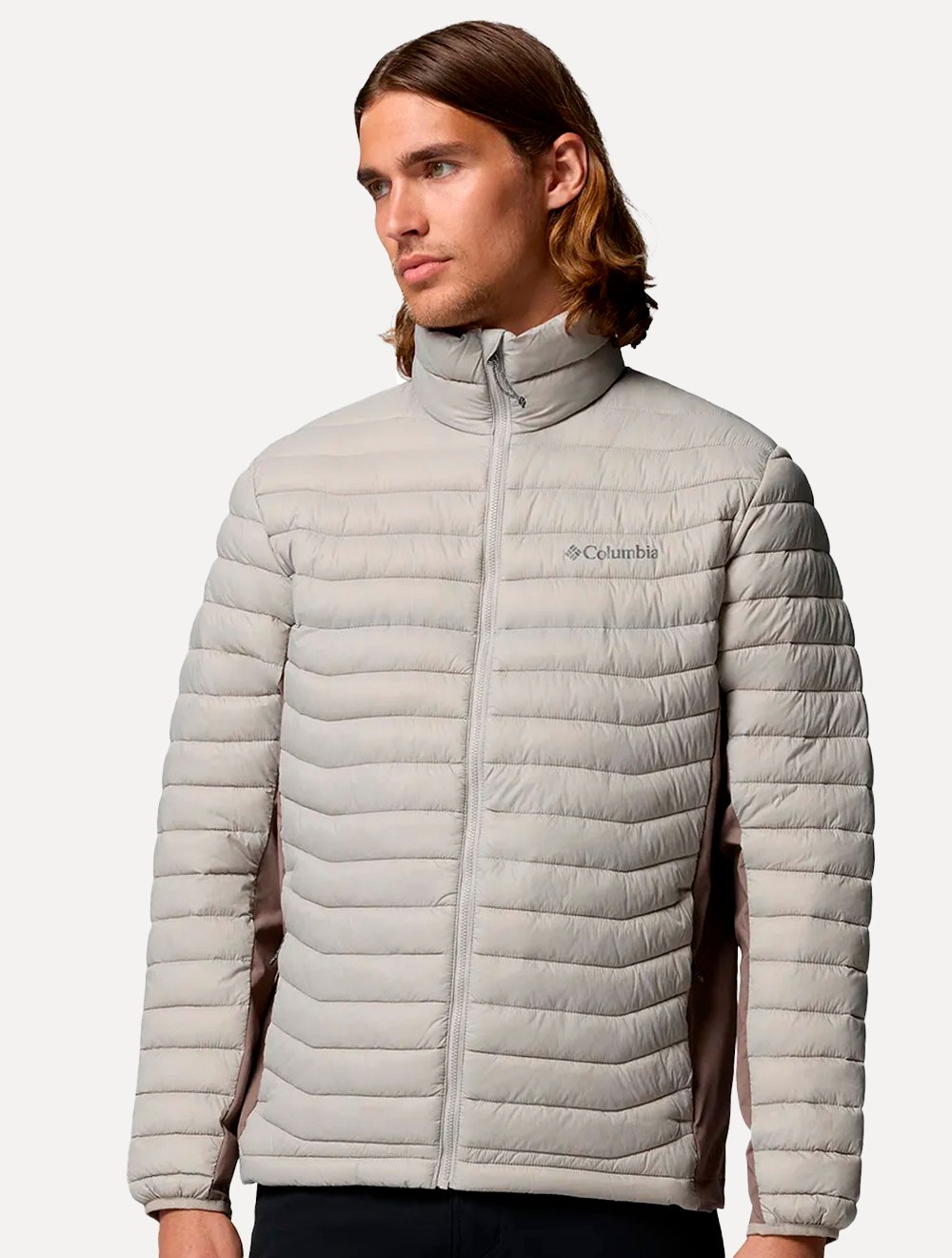 Jaqueta Columbia Masculina Powder Pass Hybrid Cinza Claro