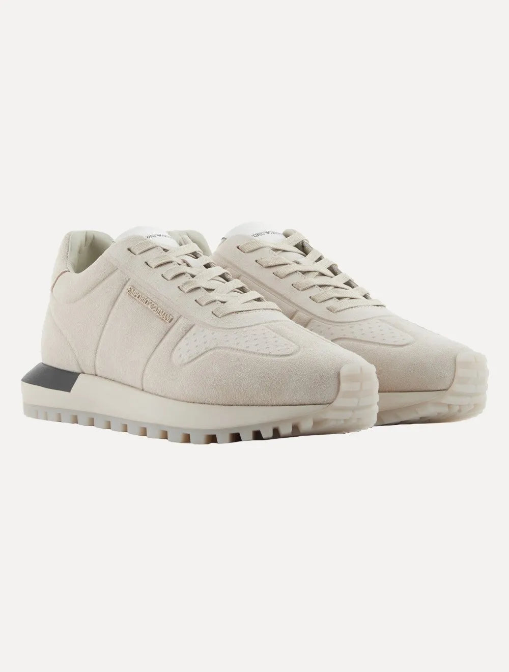 Tênis Empório Armani Masculino Couro Textura Camurça Off White