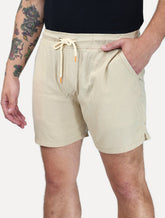 Bermuda King & Joe Masculina Tradicional Linho Caqui Claro