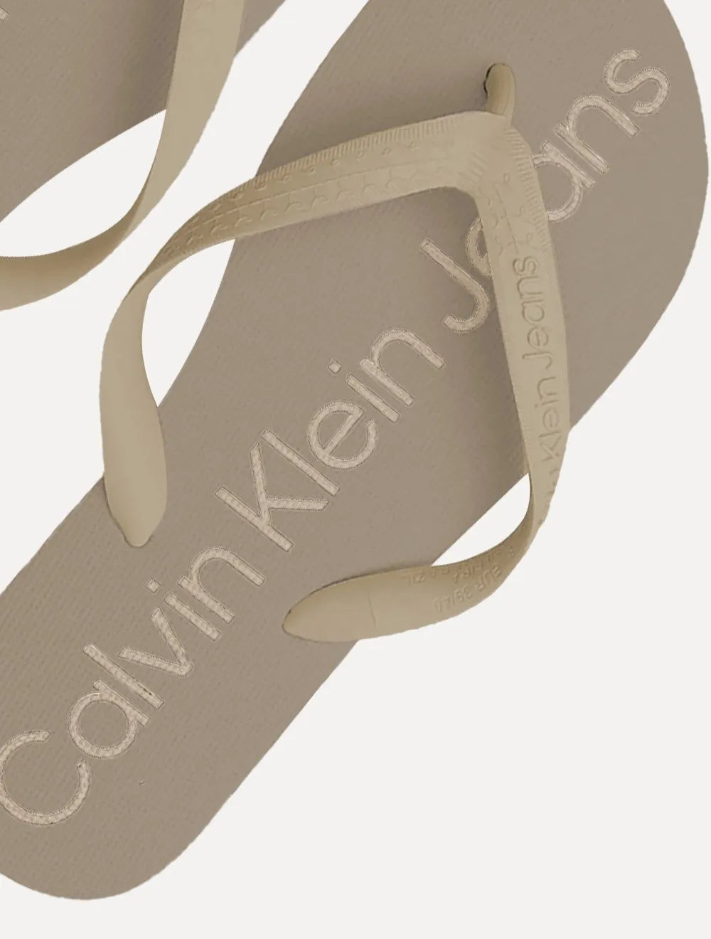 Chinelo Calvin Klein Jeans Silk Khaki Logo Básico Cáqui Claro