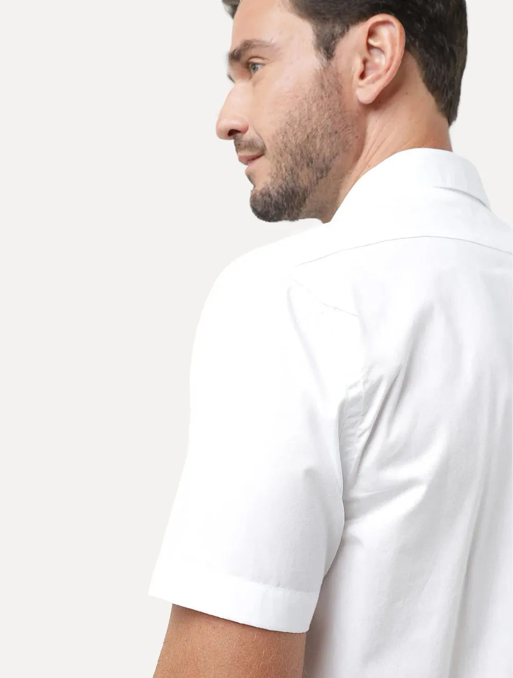 Camisa Aramis Masculina Manga Curta Tricoline Stretch Pocket Branca