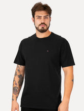 Camiseta Tommy Jeans Masculina Regular C-Neck Flag Preta