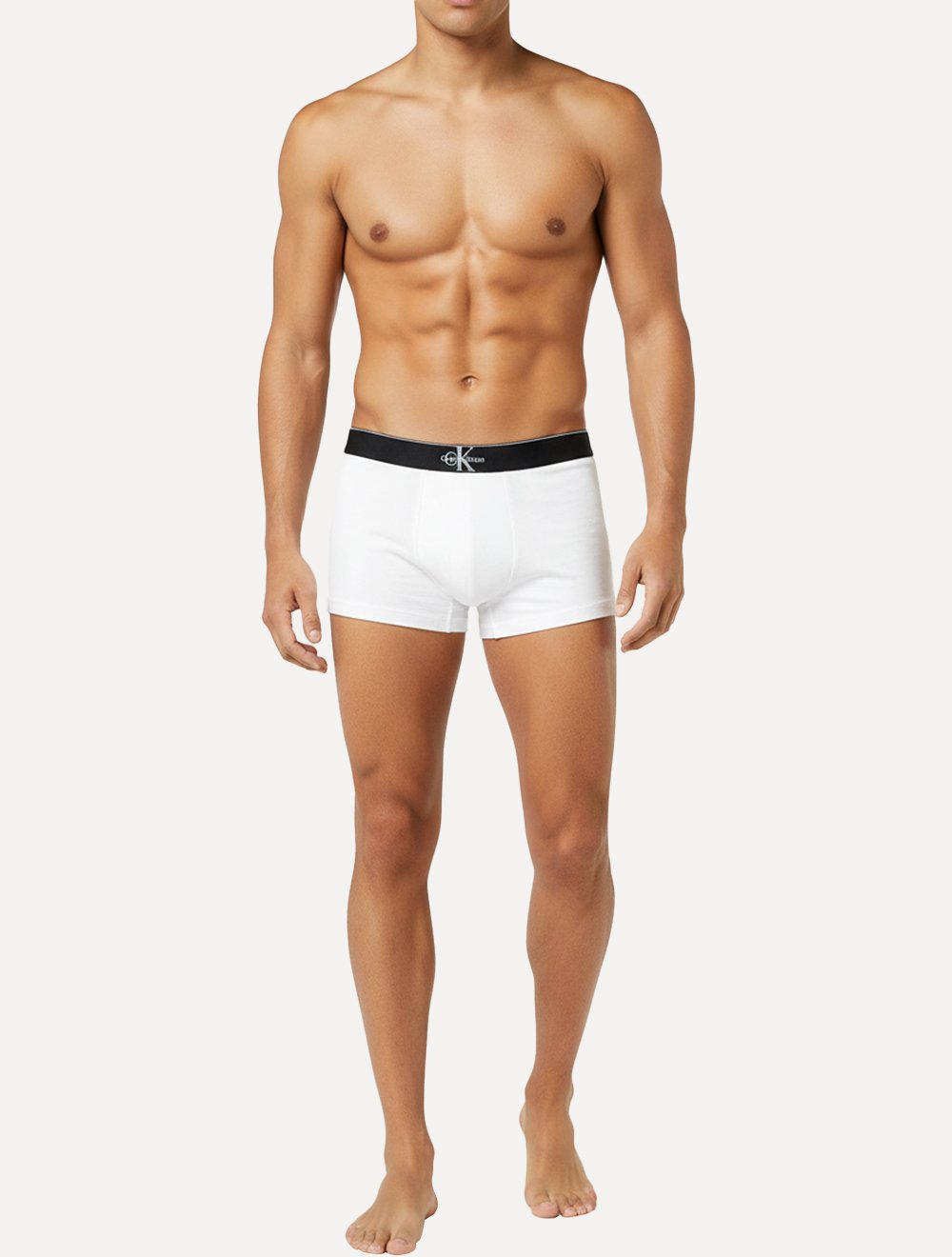 Cueca Calvin Klein Low Rise Trunk Cotton New Re Issue Blue Logo Branca