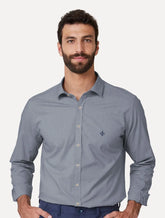 Camisa Dudalina Masculina Slim Lisa Azul Marinho Mescla