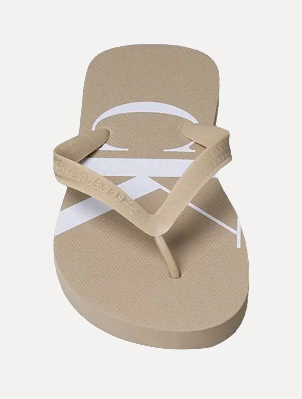 Chinelo Calvin Klein Jeans Logo Flow White Cáqui Médio