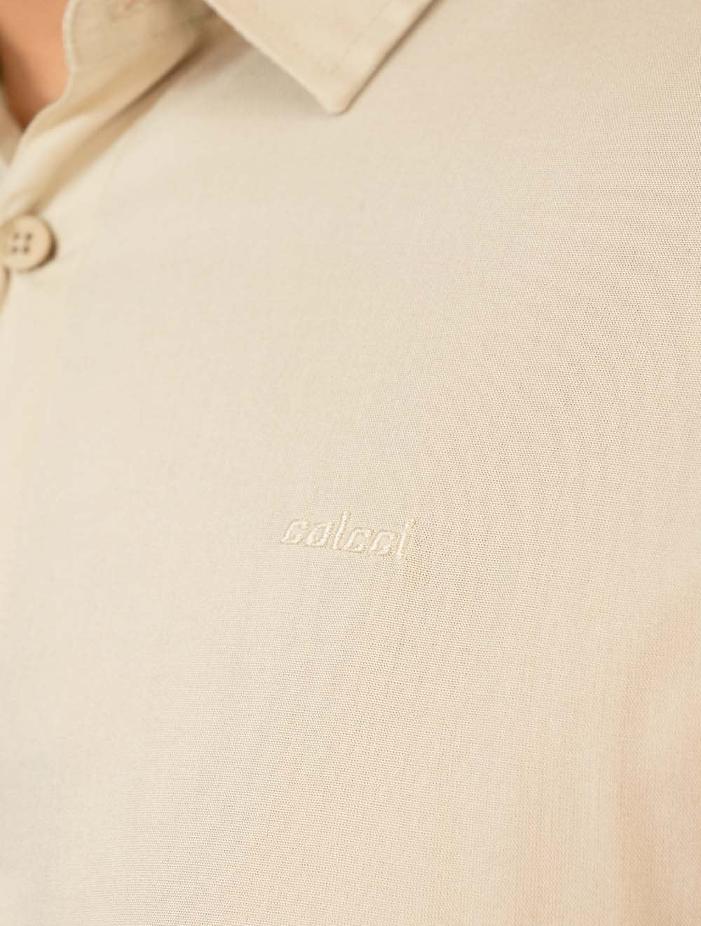 Camisa Colcci Masculina Relax Logo Areia
