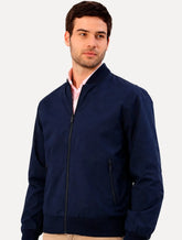 Jaqueta Calvin Klein Masculina Bomber Logo Full Zip Azul Marinho