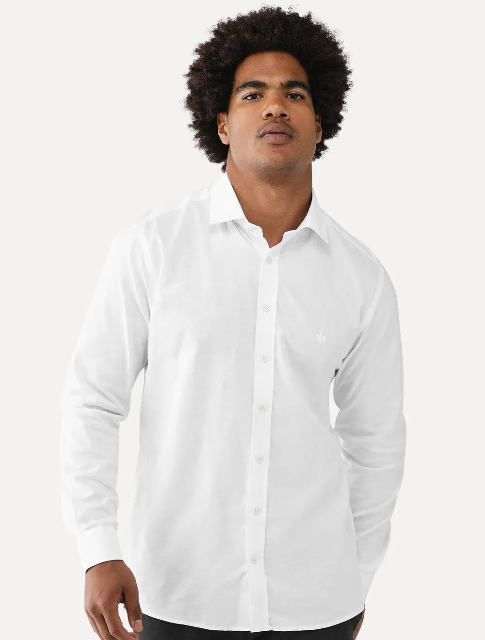 Camisa Dudalina Masculina Slim Fitt Superfine Cotton Light Logo Lisa Branca