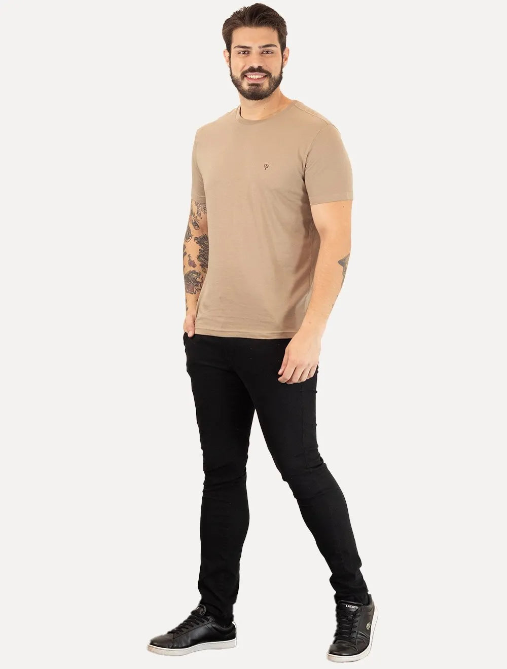 Camiseta Calvin Klein Jeans Masculina Dark Omega Relevo Caqui Médio