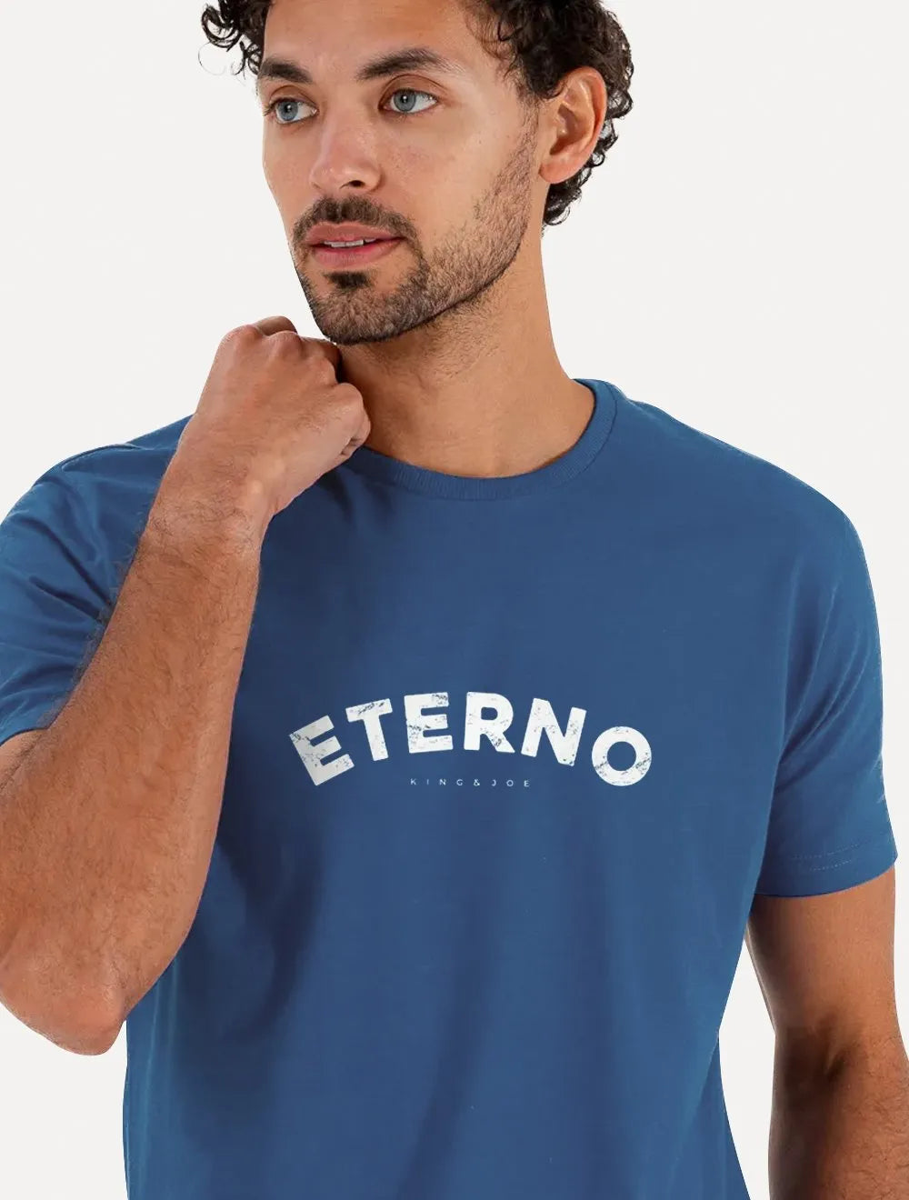 Camiseta King & Joe Masculina Slim Estonada Eterno 10 Azul Royal