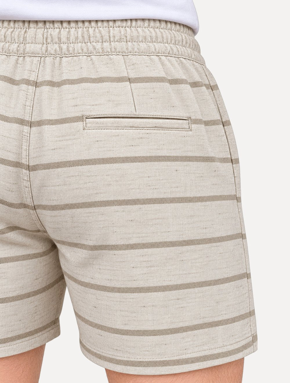 Short Calvin Klein Jeans Masculino Linho Stripes Areia Mescla