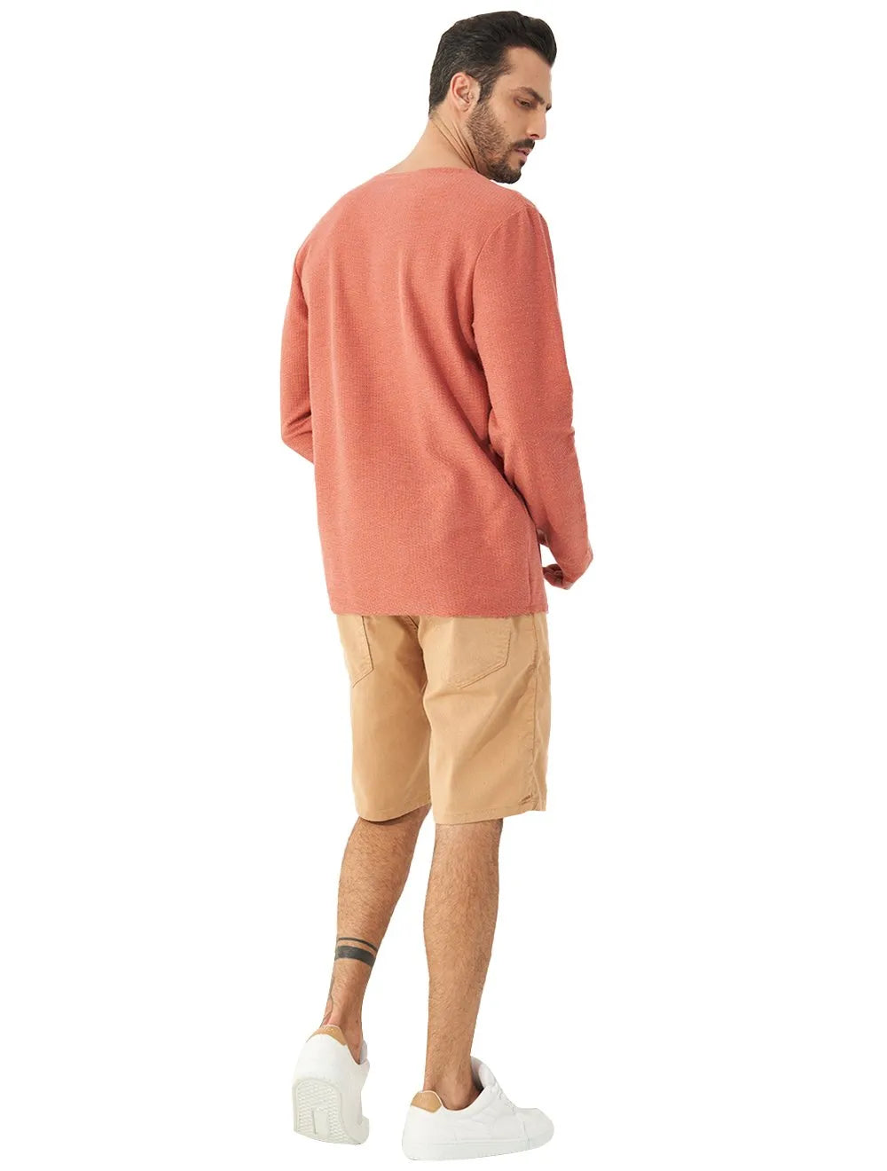 Moletom Colcci Masculino Crewneck Texture Refile Terracota Mescla