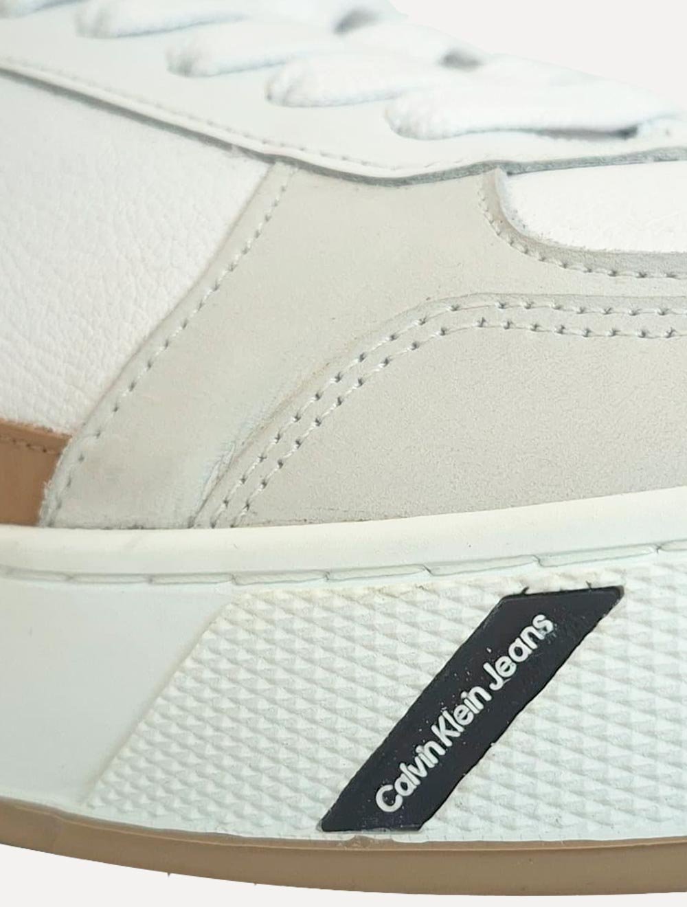 Tênis Calvin Klein Jeans Masculino Baixo Palito Layers Bicolor Branco