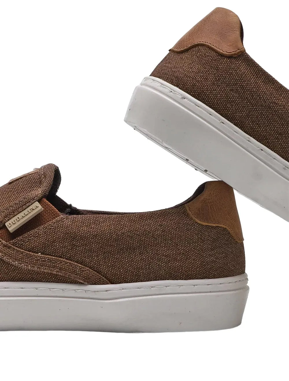 Tênis Dudalina Masculino Zara Slip On Lona Mistral Napa Logo Marrom Escuro