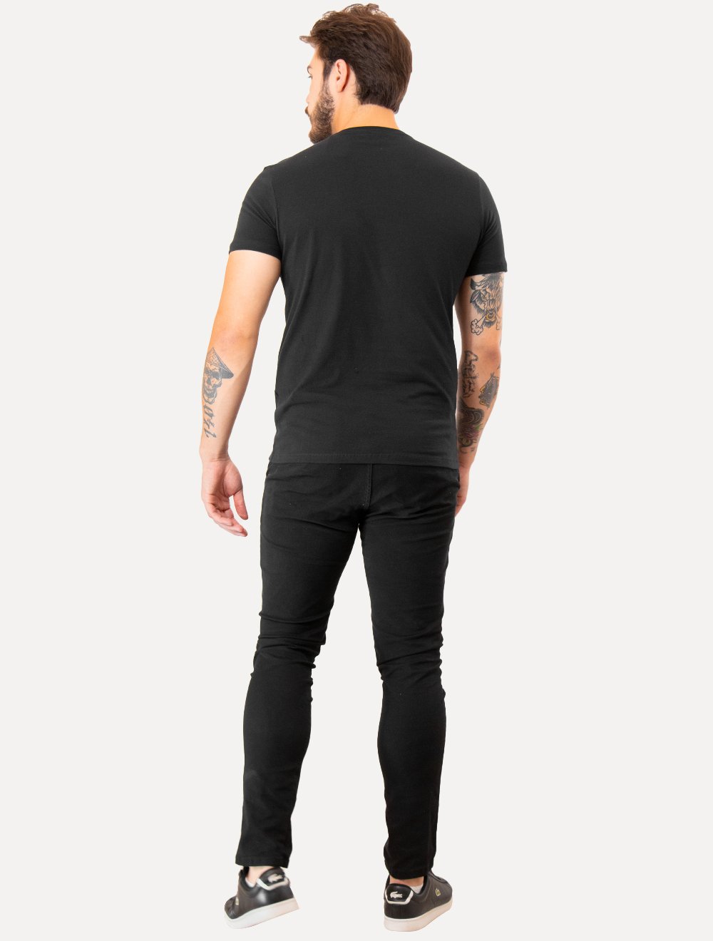 Camiseta Guess Masculina Triângulo Los Angeles Relevo Peito Preta
