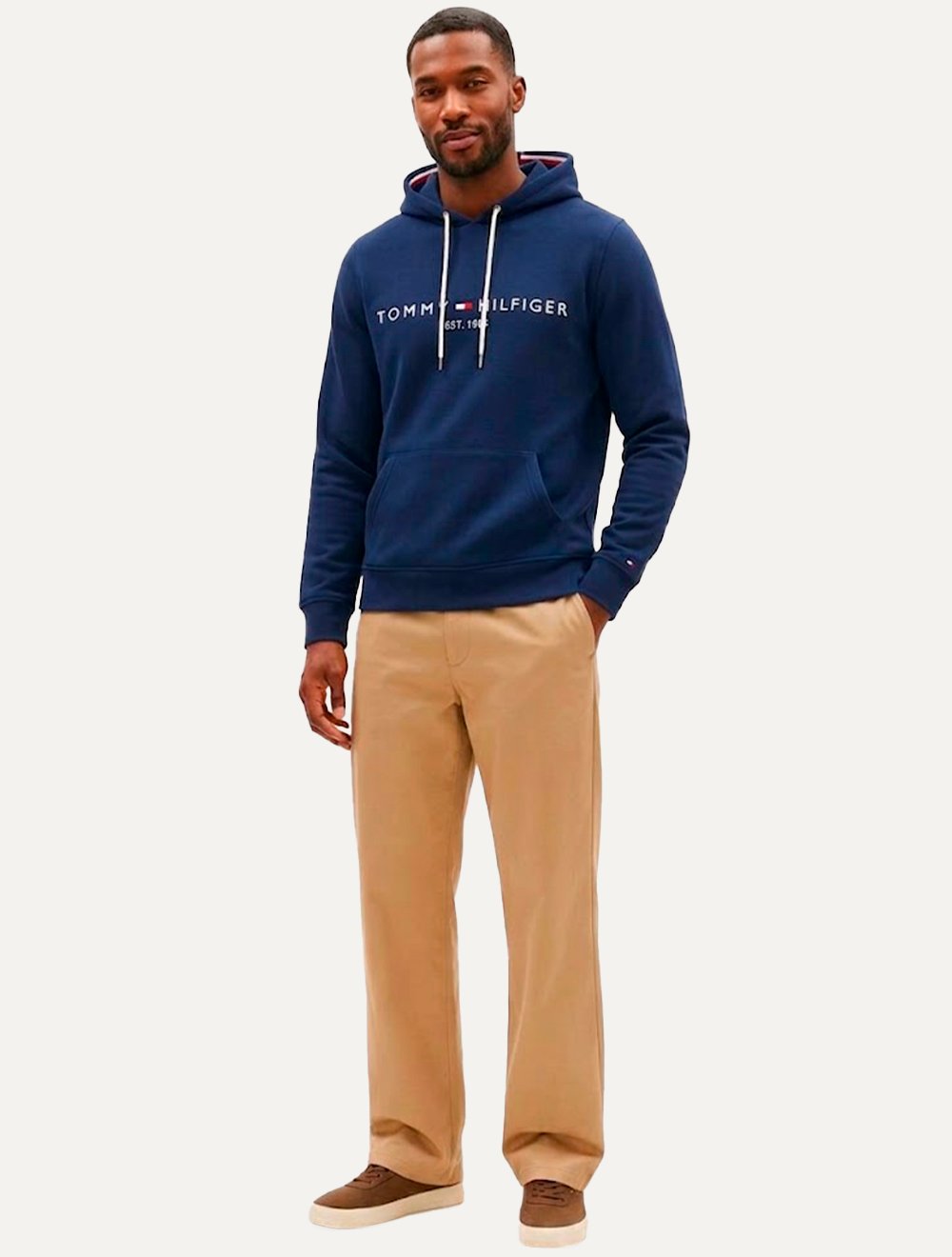 Moletom Tommy Hilfiger Masculino Hoodie Logo Core Azul Marinho