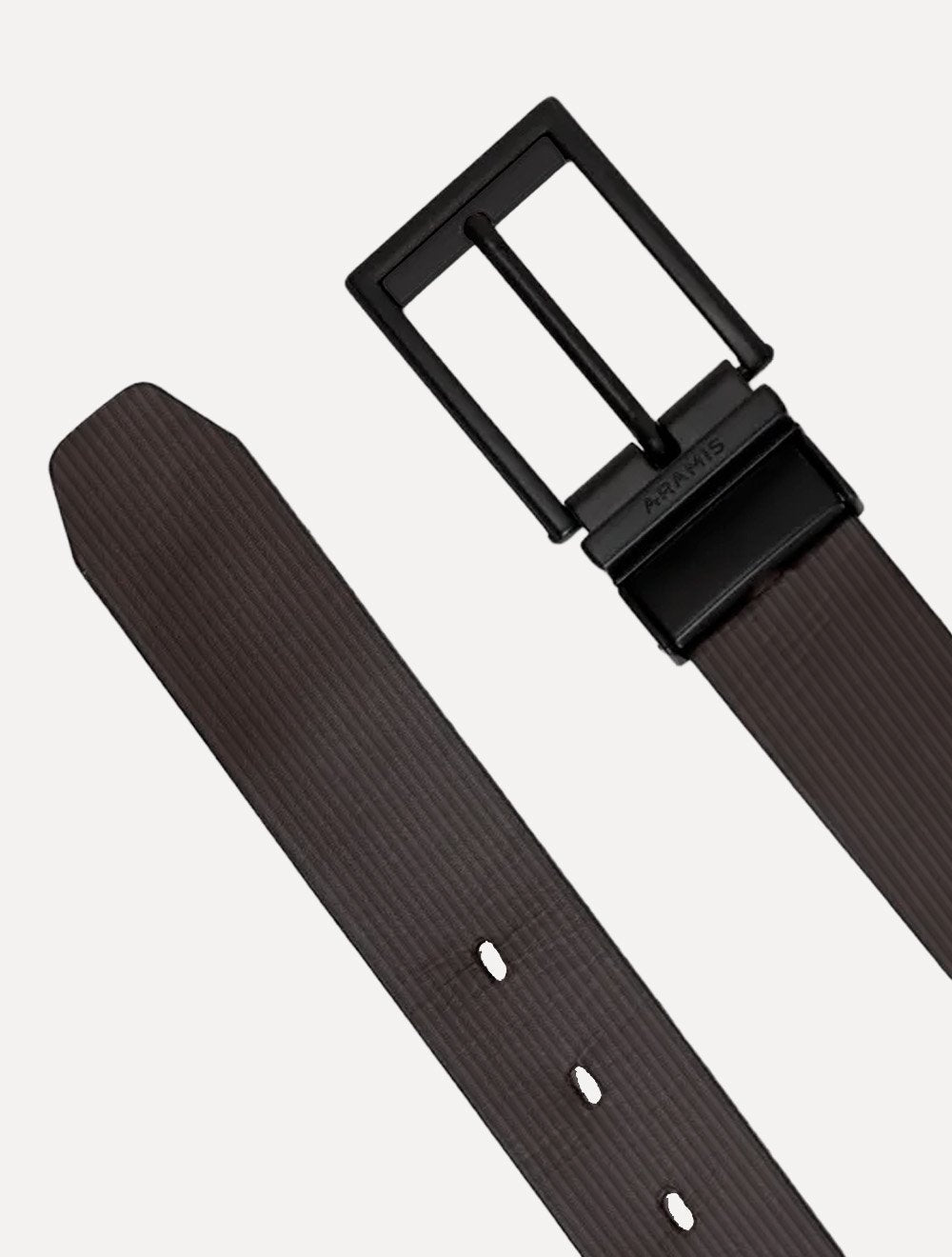 Cinto Aramis Masculino Couro Dupla Face Lines Preto/Café