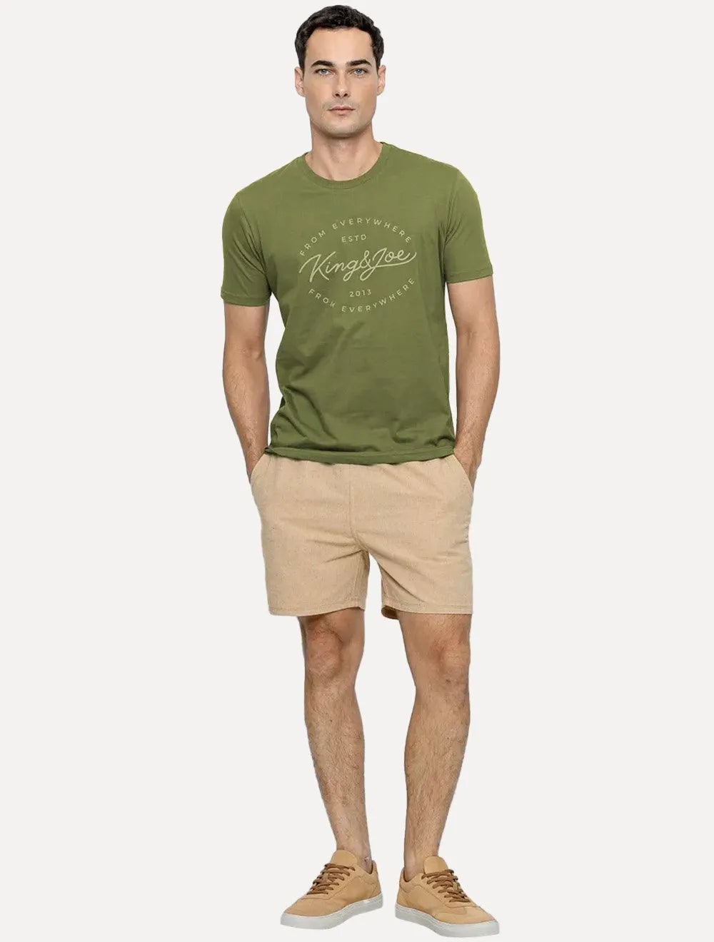 Camiseta King & Joe Masculina Signature Circle Estd 2013 Verde Oliva
