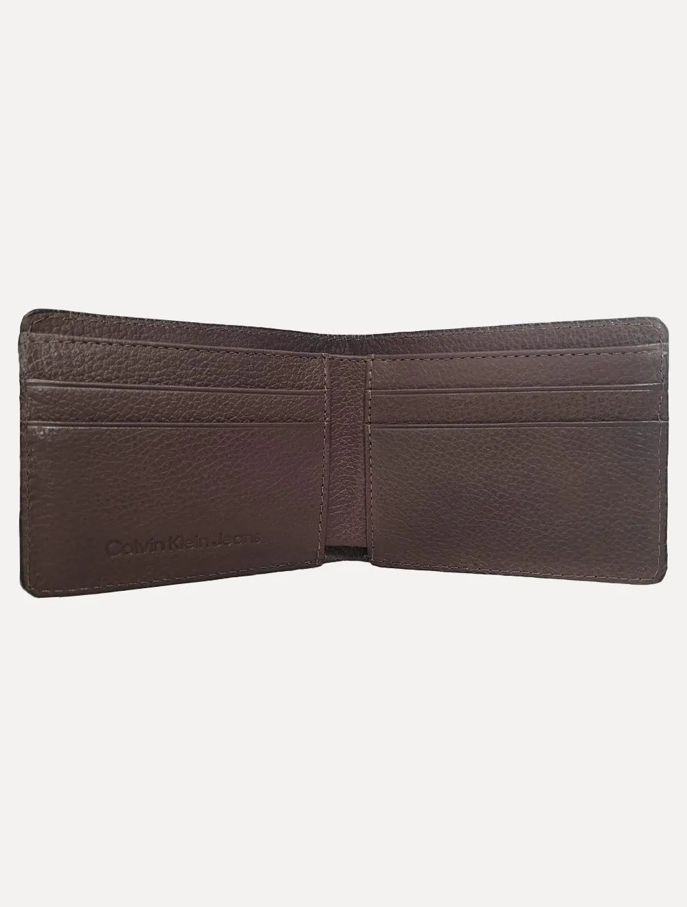 Carteira Calvin Klein Masculina Vertical Logo Relief Marrom Café