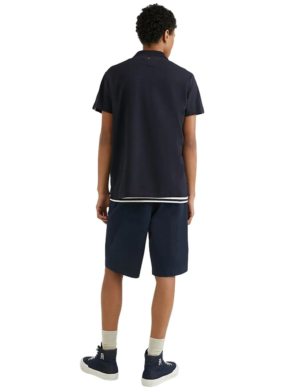 Polo Tommy Hilfiger Masculina Regular Global Stripe Shoulder Azul Marinho