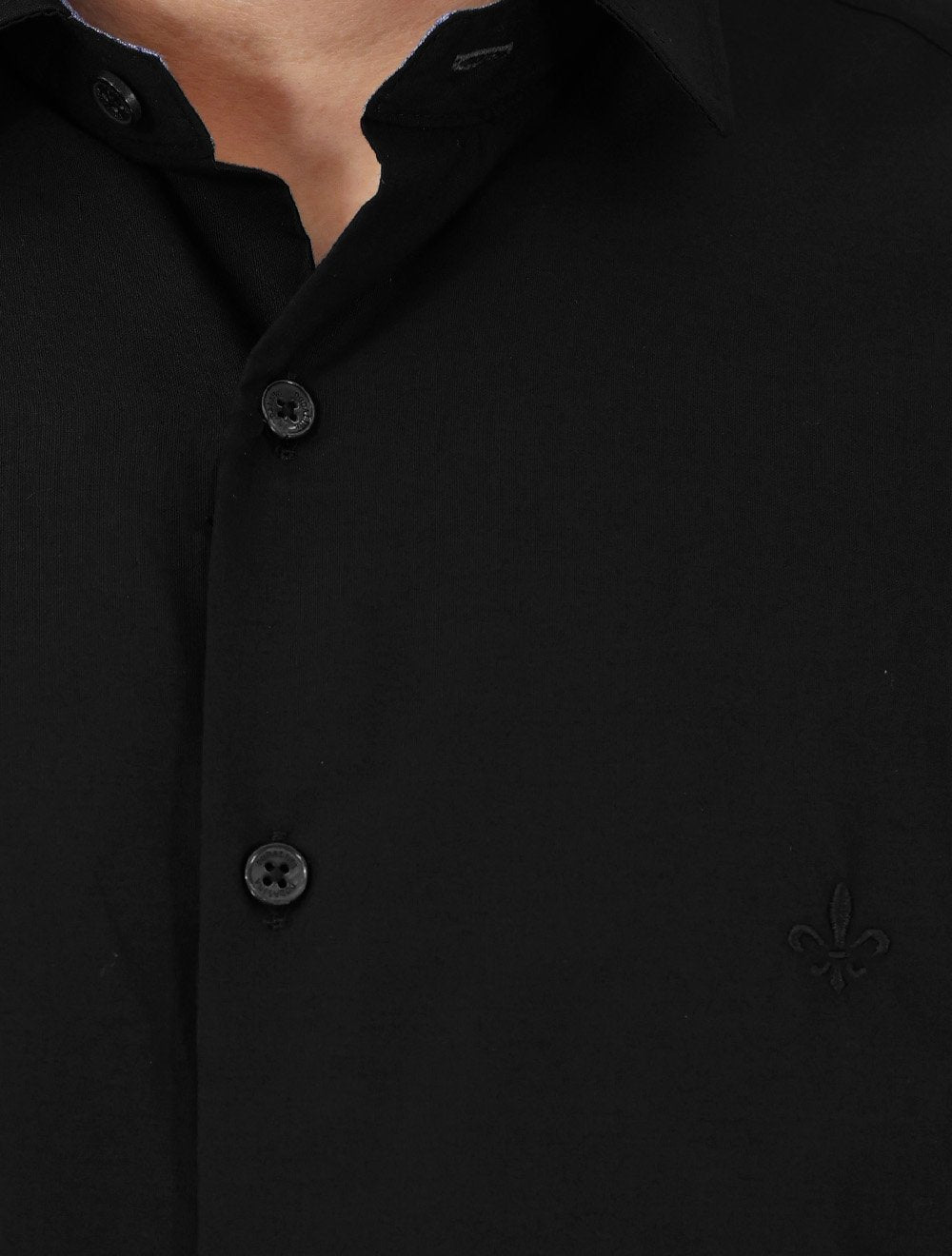 Camisa Dudalina Masculina Manga Curta Comfort Superfine Cotton Mono Logo Lisa Preta