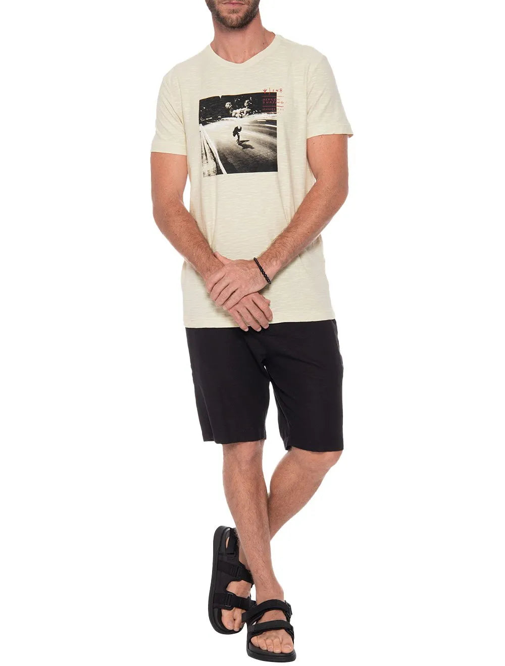 Camiseta Osklen Masculina Slim Rough SK8 Commuting Cáqui Claro