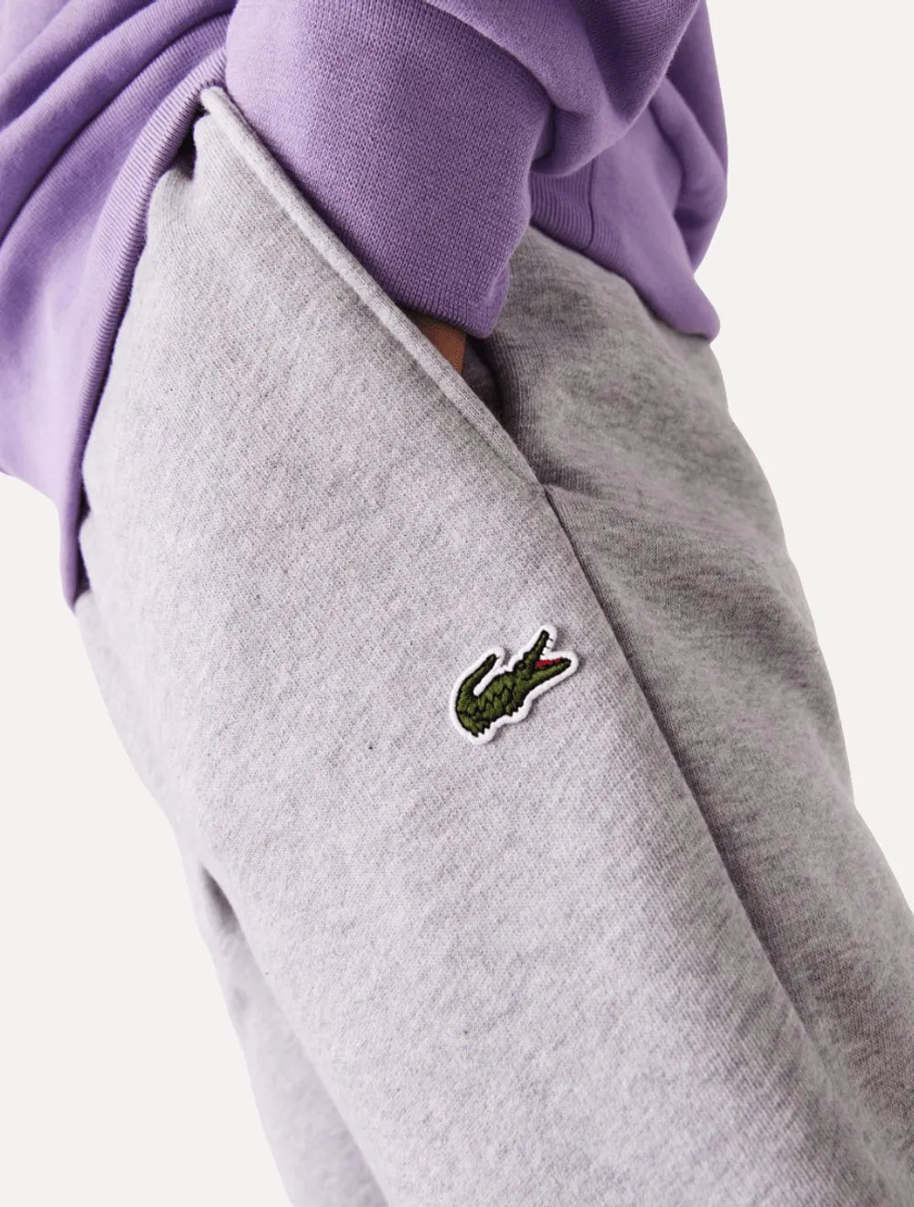 Calça Lacoste Masculina Moletom Sport Cotton Fleece Croco Cinza Mescla