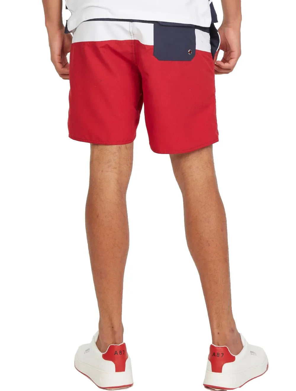 Short Aeropostale Masculino D'Água Swimwear A87/NY Colorblock Marinho Branco Vermelho