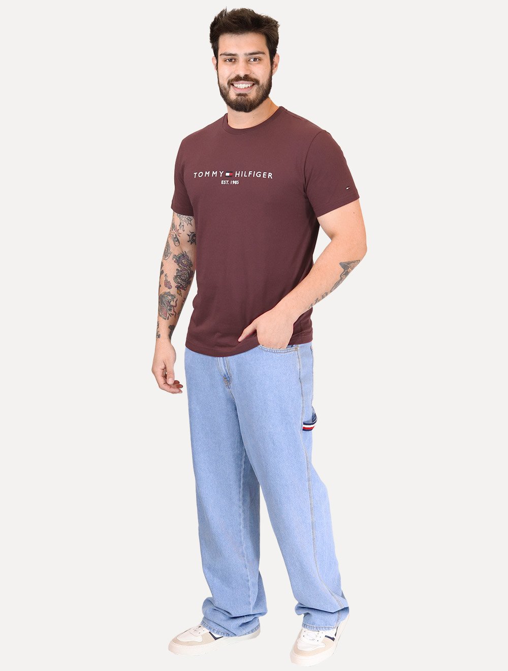 Camiseta Tommy Hilfiger Masculina Core Logo Tee Bordô
