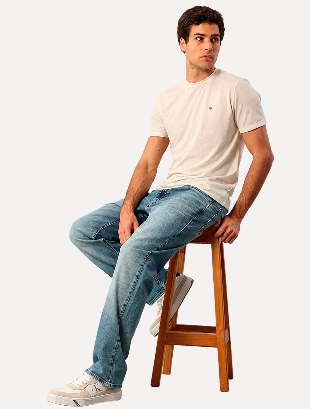 Camiseta Calvin Klein Jeans Masculina Botonê Off White