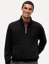 Moletom Tommy Hilfiger Masculino Regular Half Zip Tipping Terry Preto