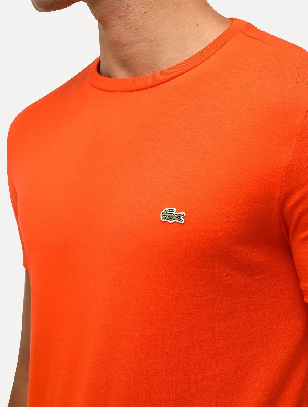 Camiseta Lacoste Masculina Jersey Pima Cotton Cinabre Laranja