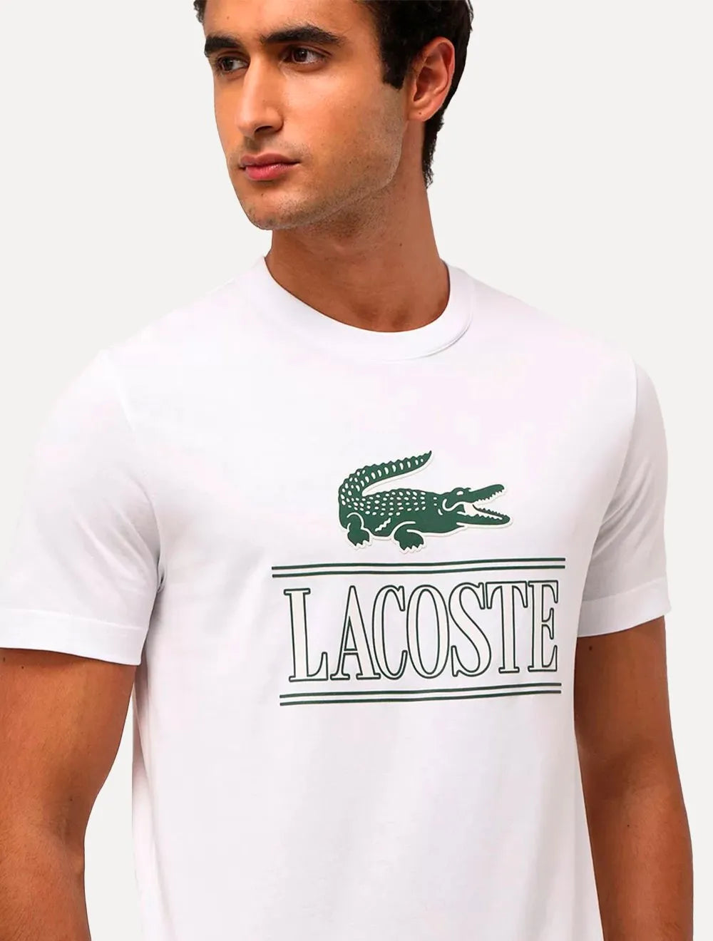 Camiseta Lacoste Masculina Heavy Cotton Jersey Vintage Branca