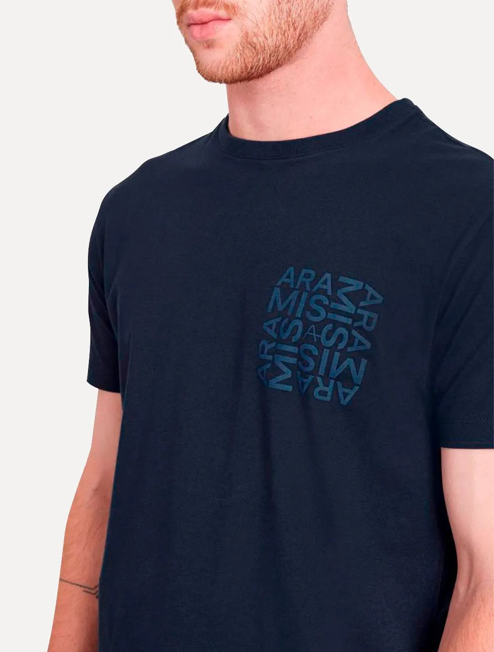 Camiseta Aramis Masculina Estampa Peito Mixed Azul Marinho