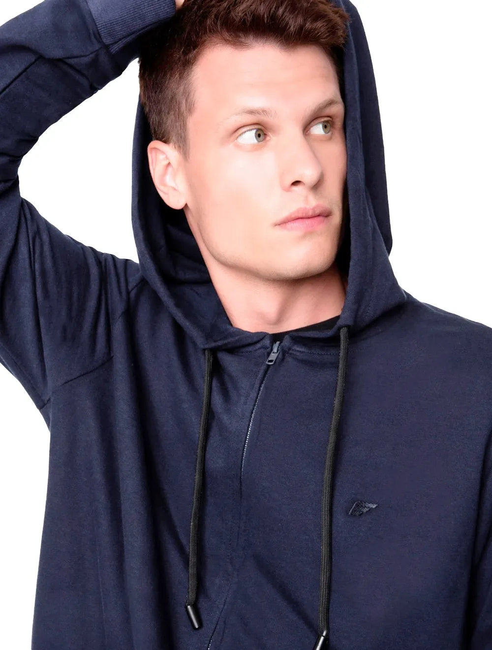 Moletom Ellus Masculino Hoodie Full Zip Logo Azul Marinho