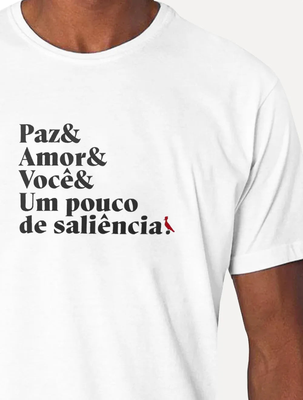 Camiseta Reserva Masculina Paz Amor e Saliência Branca