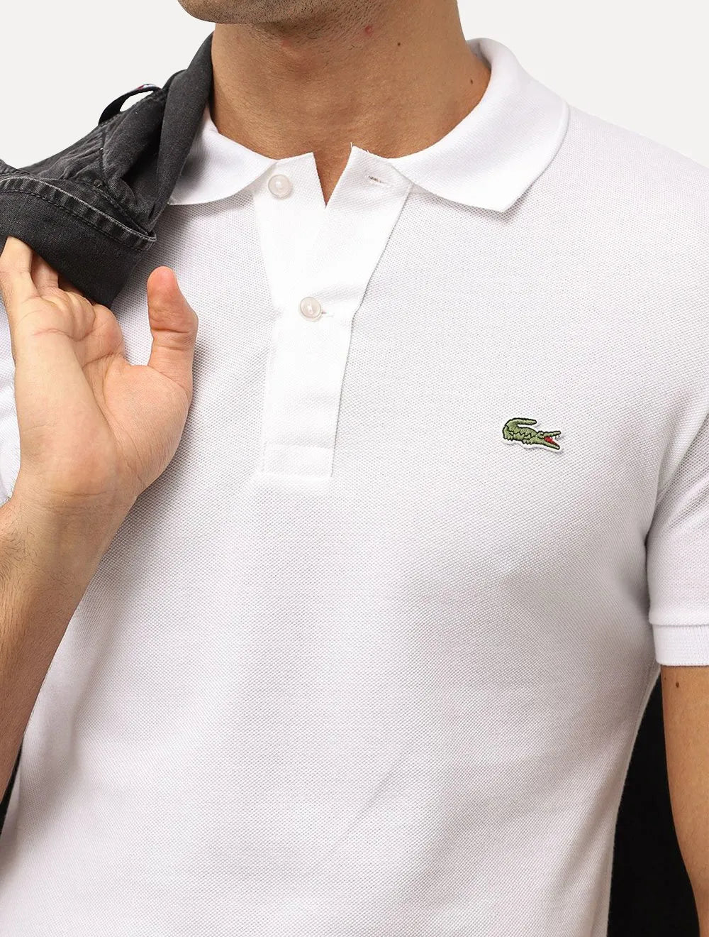Camisa Polo Lacoste Masculina Slim Fit Classic Branca