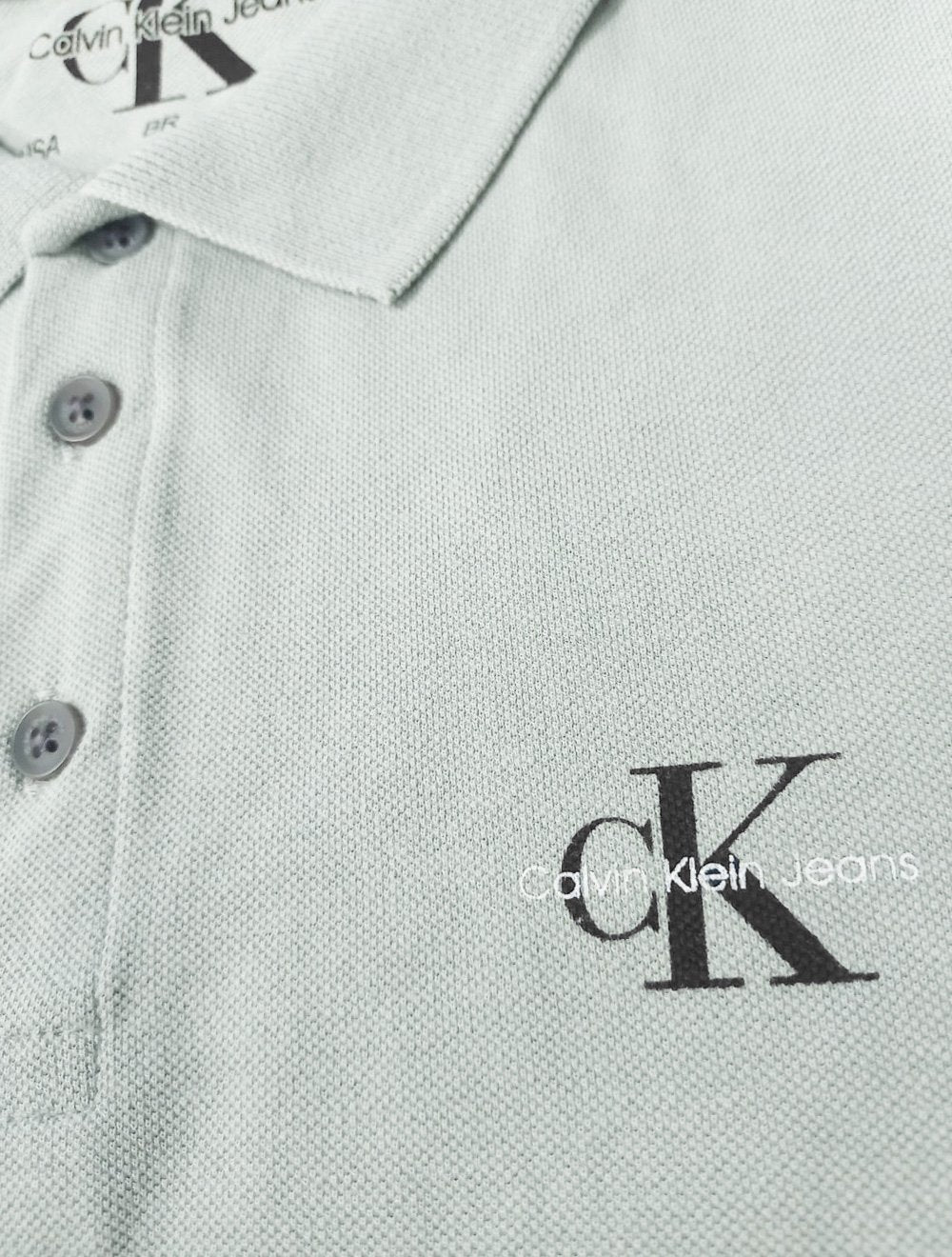 Polo Calvin Klein Jeans Masculina Piquet Regular Dark Re Issue Cinza