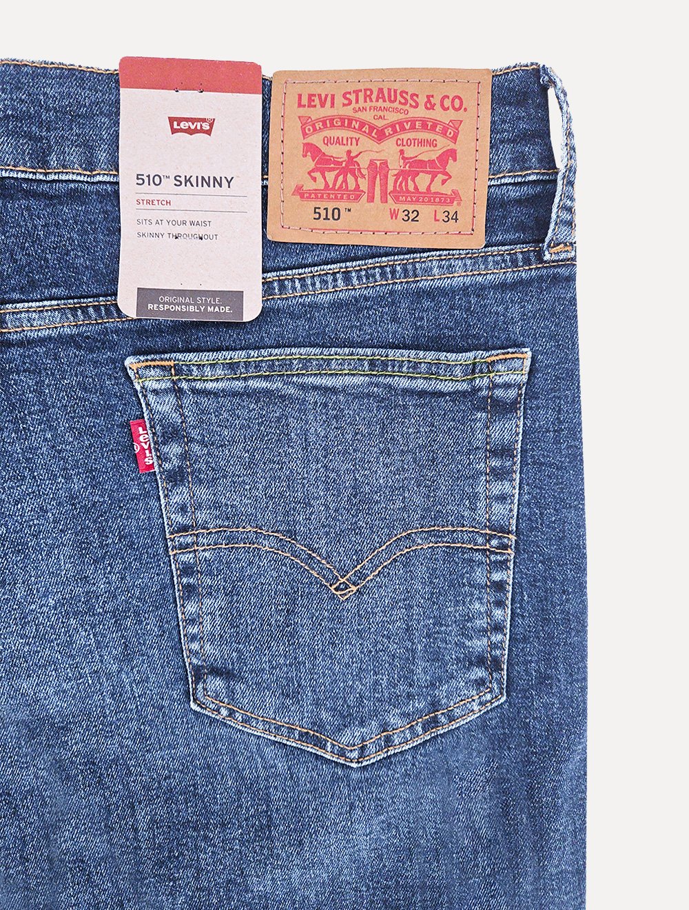 Calça Levis Jeans Masculina 512 Slim Taper Stretch Greenish Azul