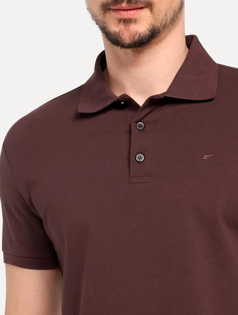 Polo Ellus Masculina Piquet Melange Classic Marrom Mescla