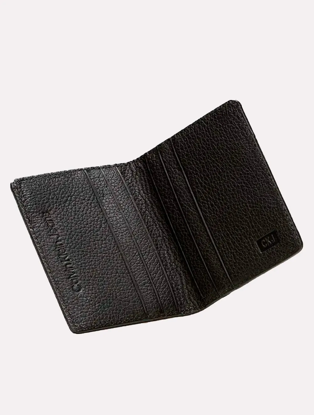 Carteira Calvin Klein Jeans Porta Cartão Couro Vertical Logo Floater Preta