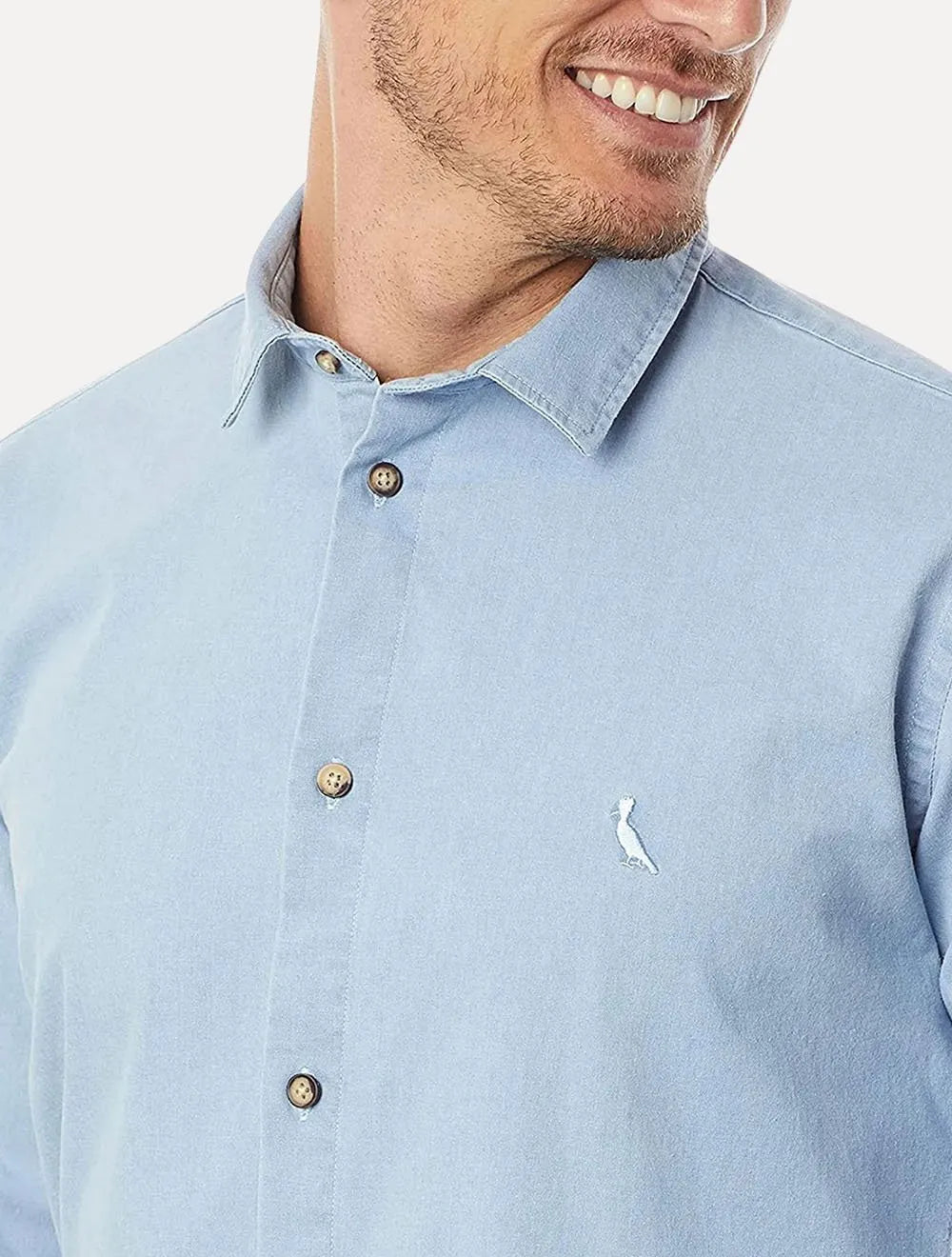 Camisa Reserva Masculina Casual Enxuto Jeans Azul Claro