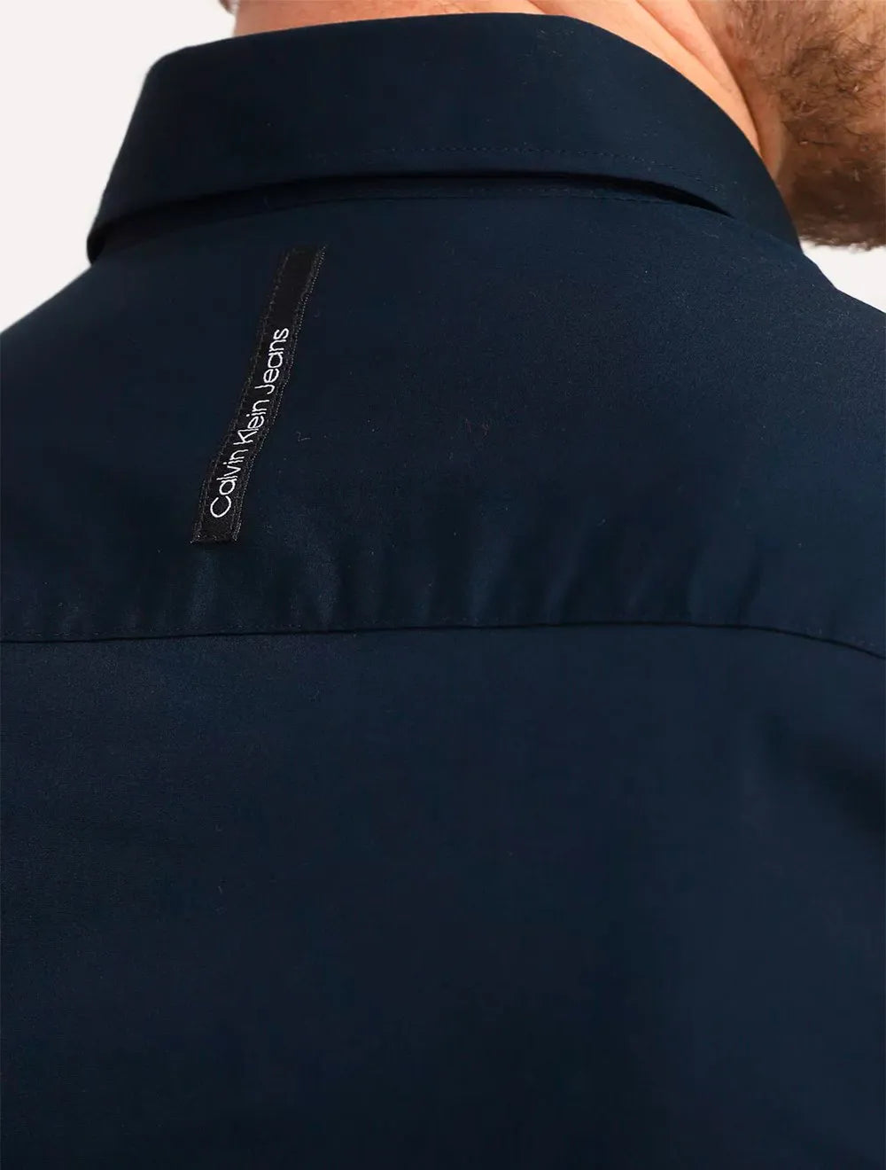 Camisa Calvin Klein Masculina Slim Fit CKJ Logo Azul Marinho