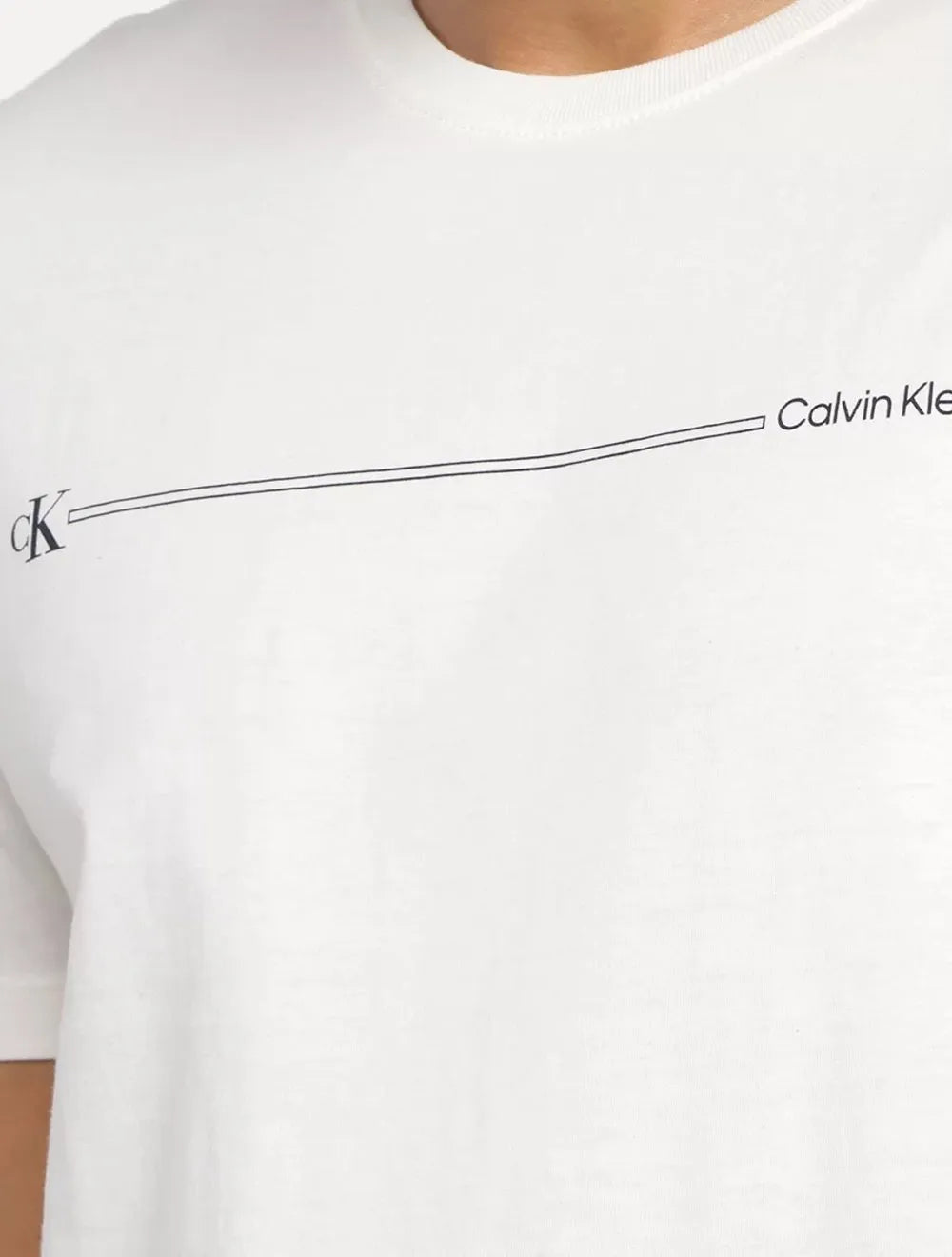 Camiseta Calvin Klein Jeans Masculina Sustainable Outline Sash Logo Off White