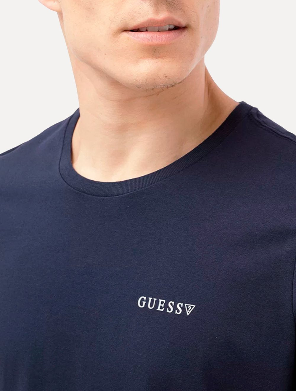 Camiseta Guess Masculina Light Small Silk Logo Azul Marinho