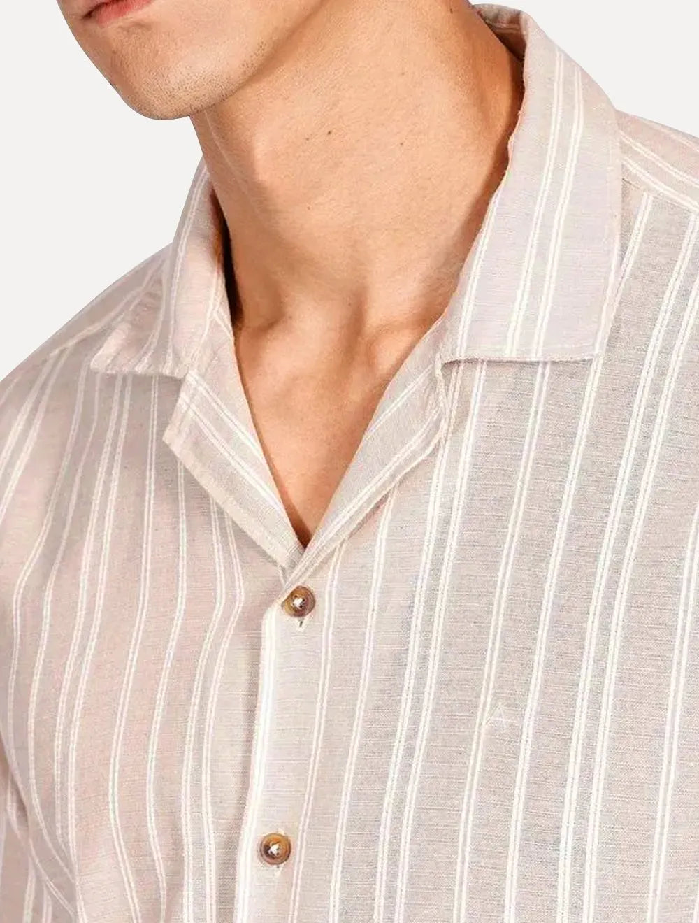 Camisa Aramis Masculina Manga Curta Regular Bowling Eco Maquineta Listrada Cáqui